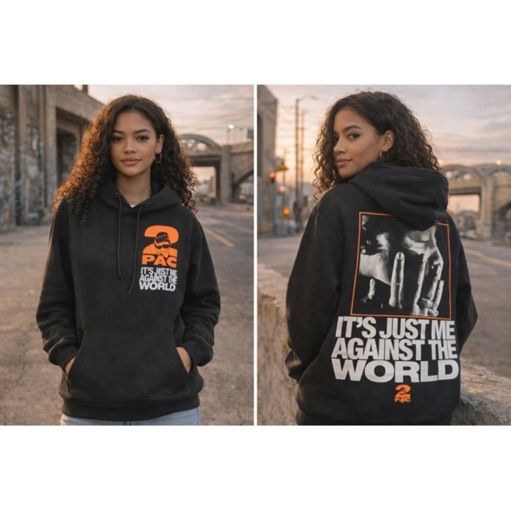 Tupac Me Against the World Hoodie Sweatshirt Rap Shakur 2Pac Graphic Biker Men M